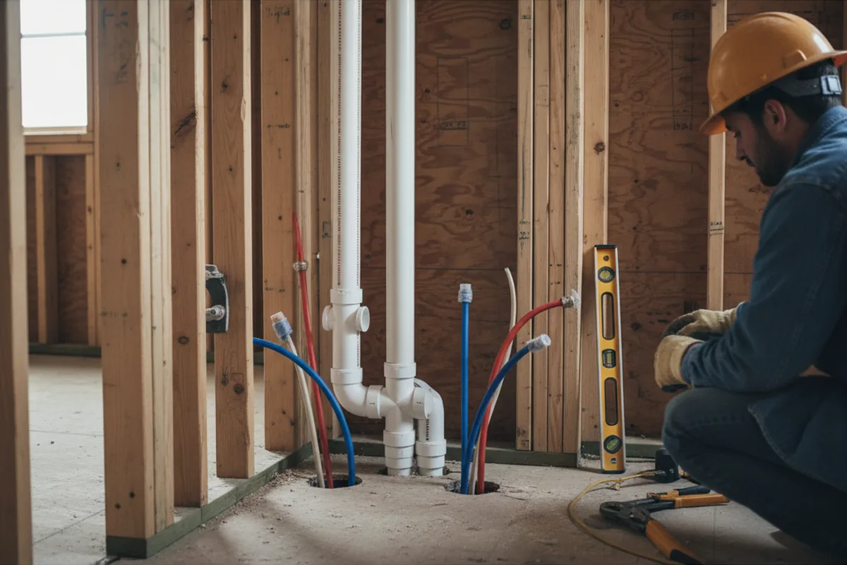 Drain and supply rough-in during Leak Detection in Quincy